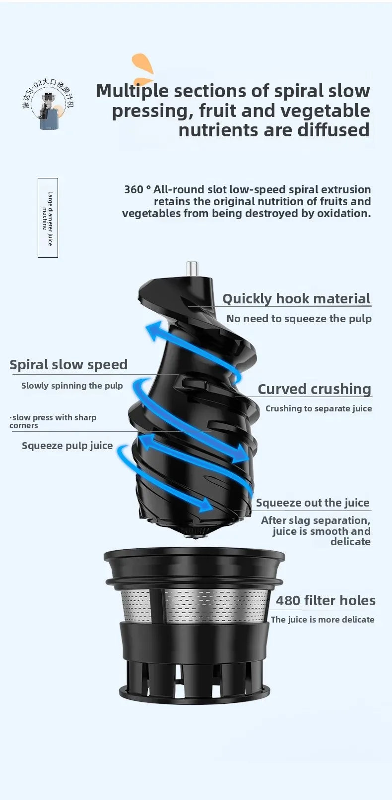 AuraJuice: Whole Fruit Slow Juicer & Cold Press Extractor