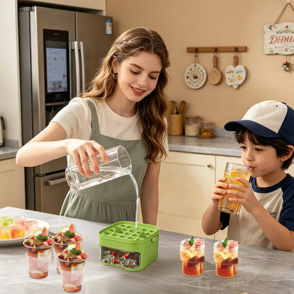 AuraChill: Easy-Release Ice Mold & Storage Bin