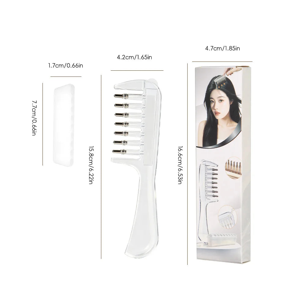 Unisex Transparent Essential Oil Applicator Massage Comb with Built-In Liquid Reservoir, Rolling Metal Teeth, Suitable for Women's Scalp Hair Growth and Men's Beard Oil Application, Home Salon Hair Care and Grooming Tool