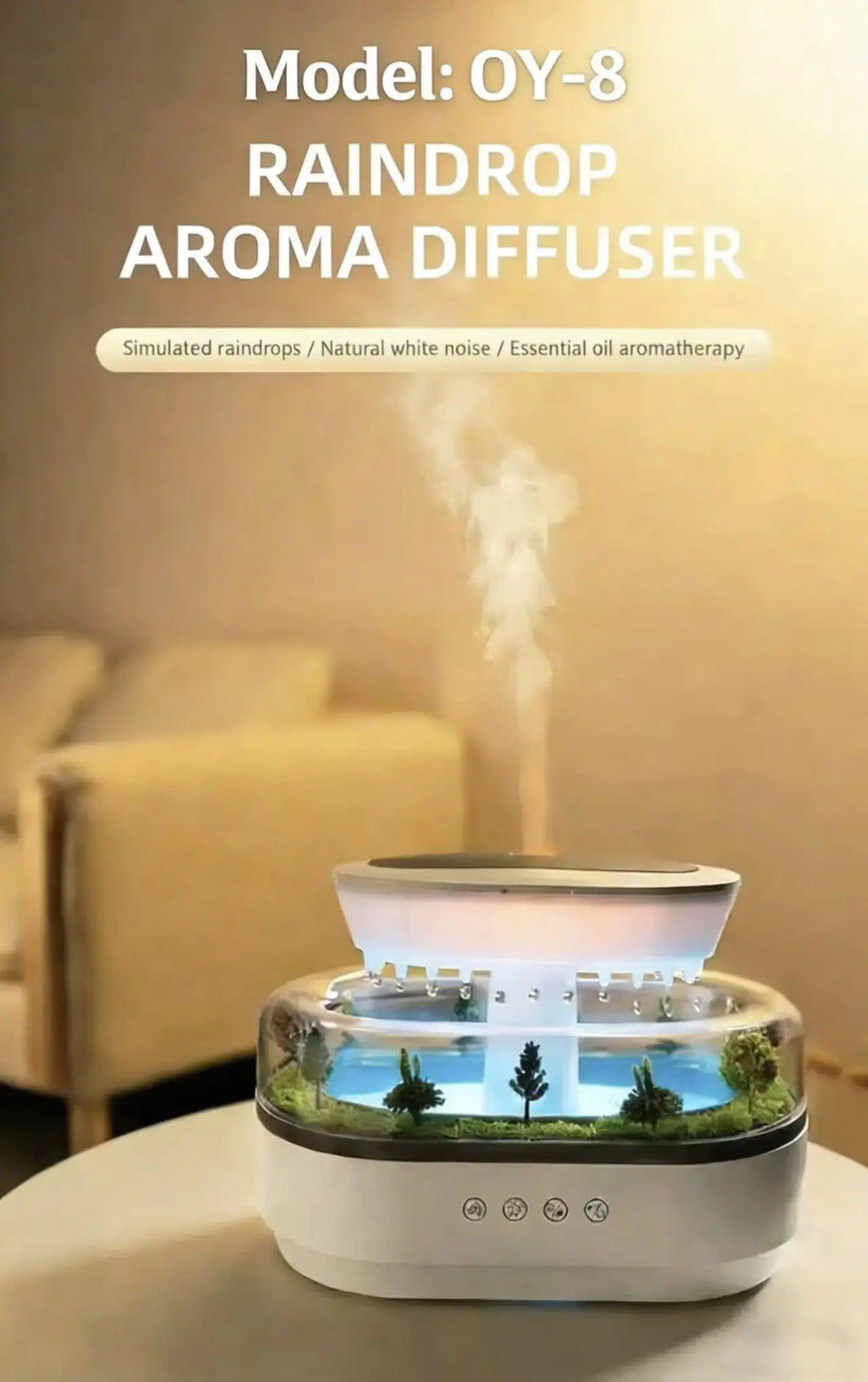AuraRain: Raindrop Diffuser & White Noise Machine