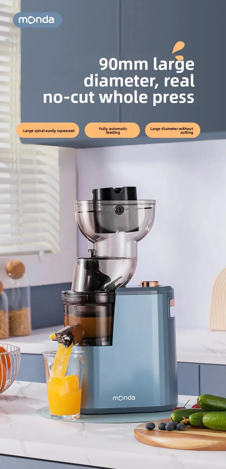 AuraJuice: Whole Fruit Slow Juicer & Cold Press Extractor