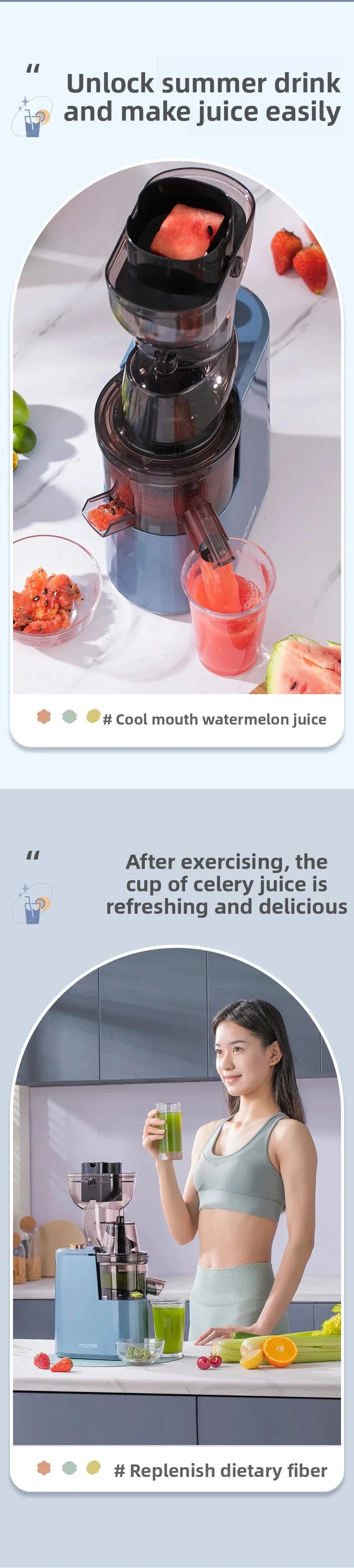 AuraJuice: Whole Fruit Slow Juicer & Cold Press Extractor
