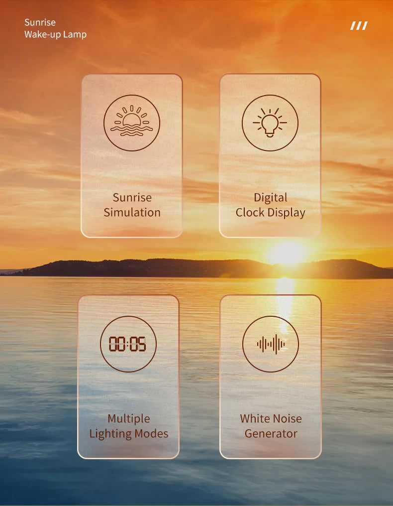 Sunrise Alarm Clock Table Light White Noise Wake Up Light With Soothing Sounds Bluetooth Sleep Aid Night Light For Bedroom Decor