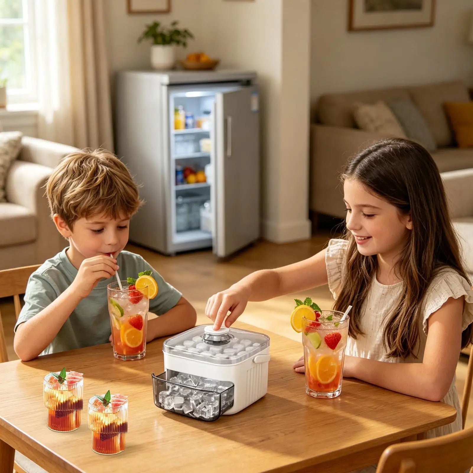 AuraChill: Easy-Release Ice Mold & Storage Bin