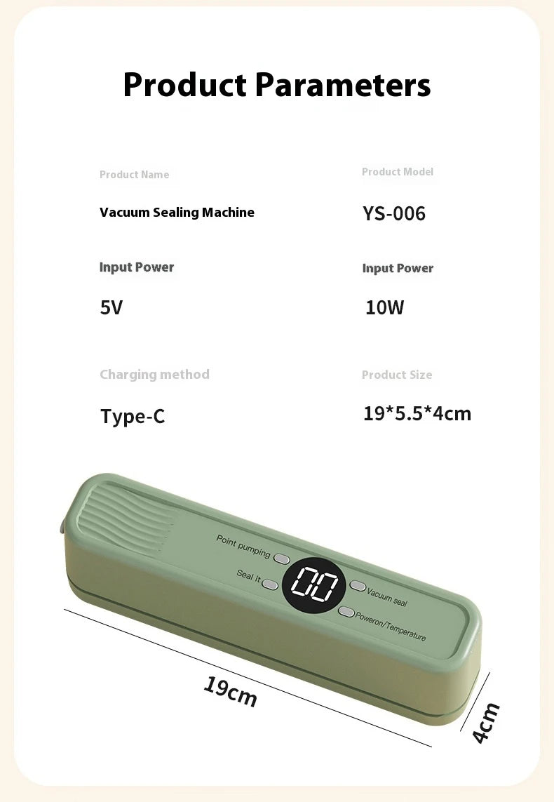 AuraSeal: Rechargeable Automatic Vacuum Sealer