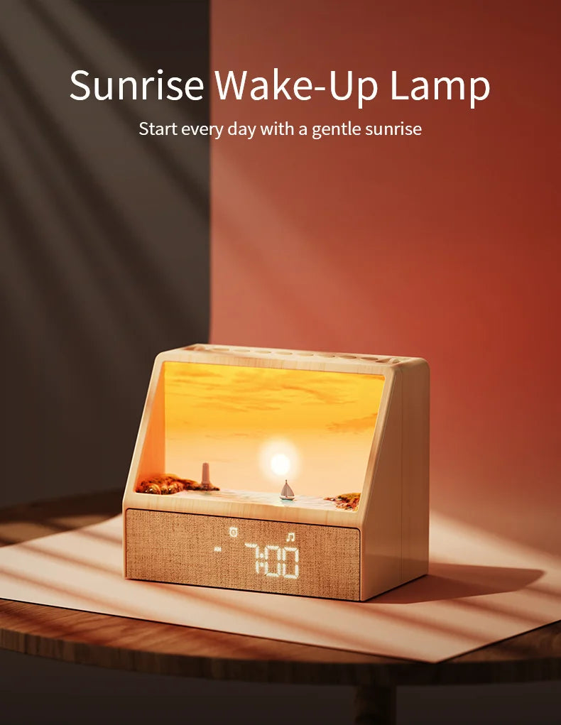 Sunrise Alarm Clock Table Light White Noise Wake Up Light With Soothing Sounds Bluetooth Sleep Aid Night Light For Bedroom Decor