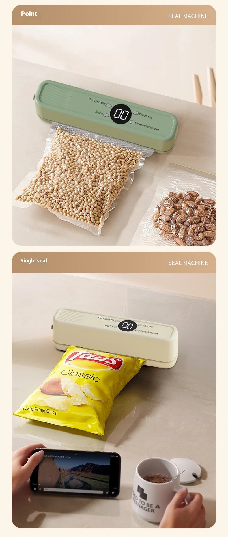 AuraSeal: Rechargeable Automatic Vacuum Sealer
